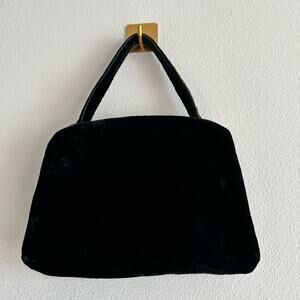 Vintage Garay Black Velvet Structured Handbag 1950s 60s Gold Clasp Evening Bag